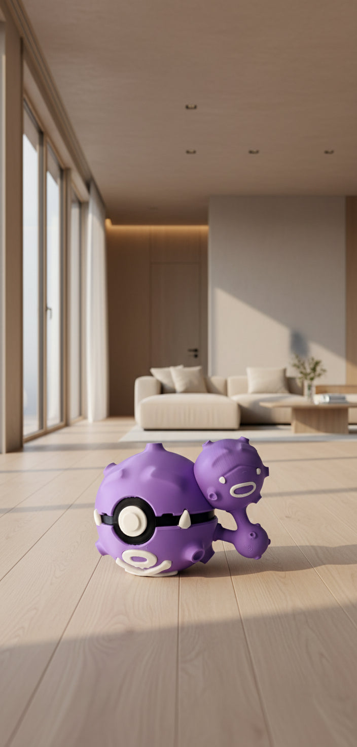 #0110 – Weezing Pokeball | Weezing dans une Pokéball, impression 3D de haute qualité Fillament Wonders