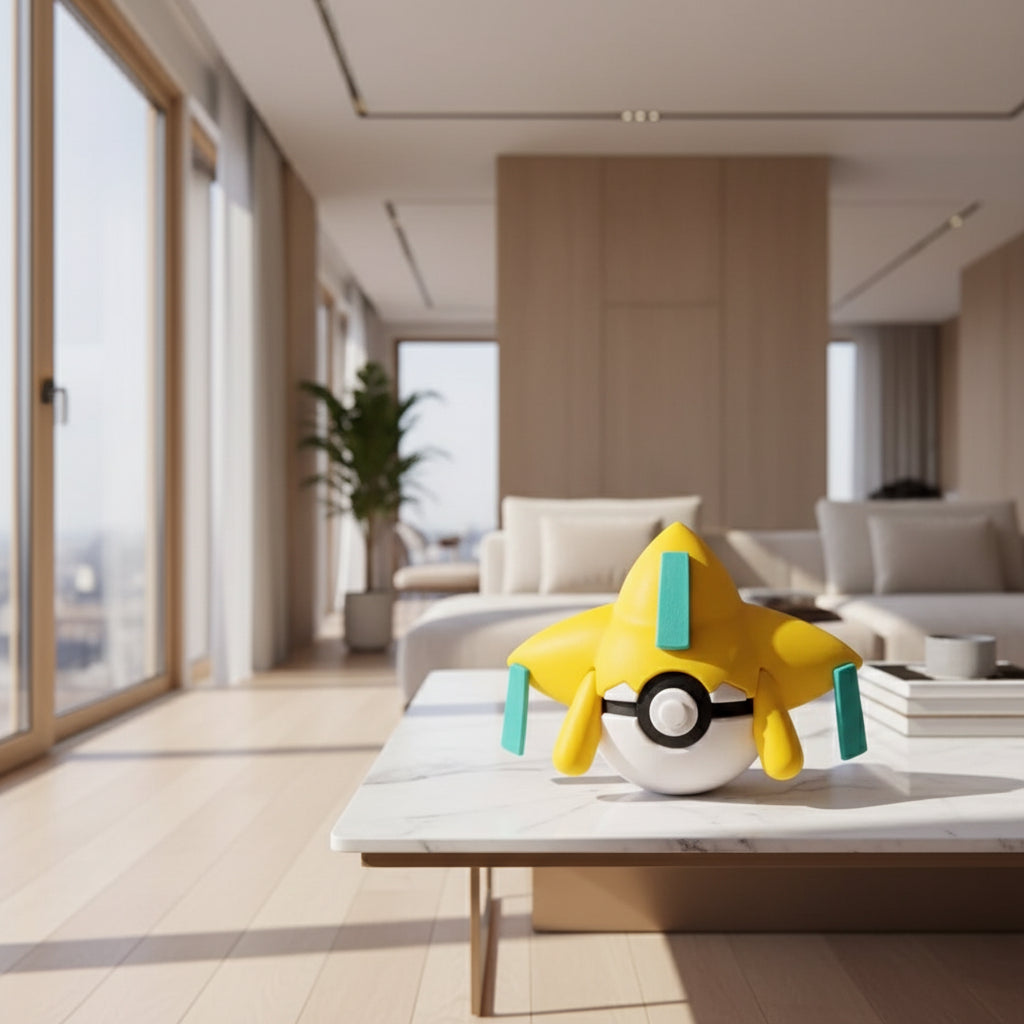 #0385-Jirachi Pokéball | Handmade 3D Printed Pokémon Ball | LED Display Pokéball | Pokémon Gift for Fans & Collectors | Desk & Shelf Decoration Fillament Wonders