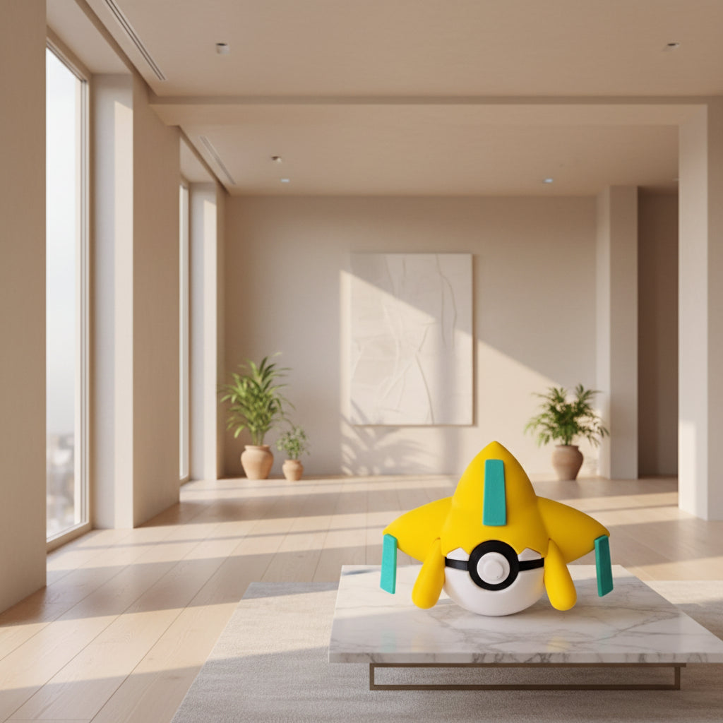 #0385-Jirachi Pokéball | Handmade 3D Printed Pokémon Ball | LED Display Pokéball | Pokémon Gift for Fans & Collectors | Desk & Shelf Decoration Fillament Wonders